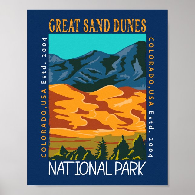 Great Sand Dunes National Park Colorado Distressed Poster (Front)