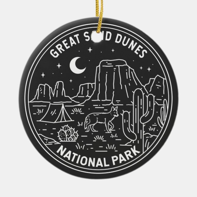 Great Sand Dunes National Park Colorado Monoline Ceramic Tree Decoration (Front)
