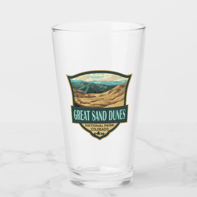 Great Sand Dunes National Park Illustration Retro Glass (Front)