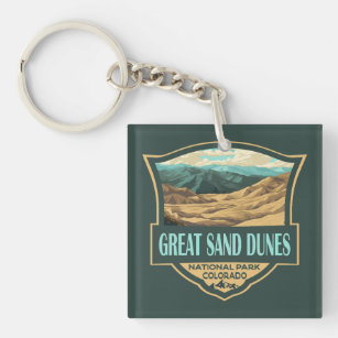 Great Sand Dunes National Park Illustration Retro Key Ring