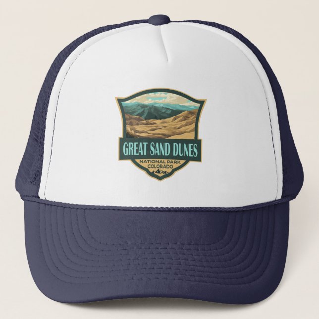 Great Sand Dunes National Park Illustration Retro Trucker Hat (Front)