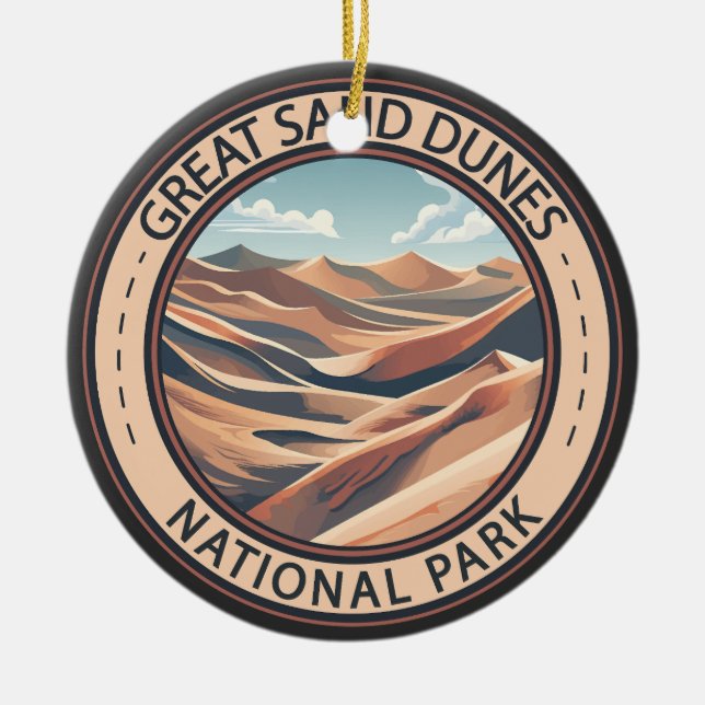 Great Sand Dunes National Park Illustration Travel Ceramic Tree Decoration (Front)