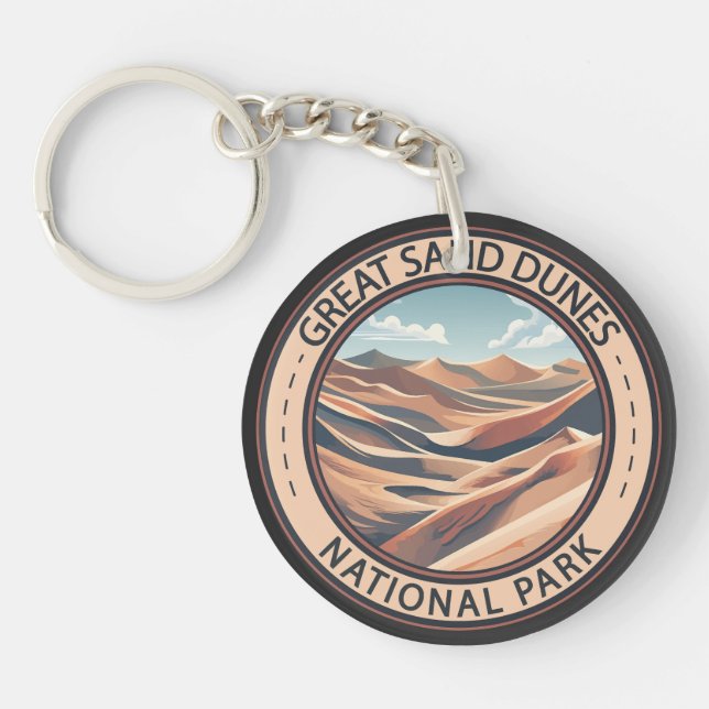 Great Sand Dunes National Park Illustration Travel Key Ring (Front)