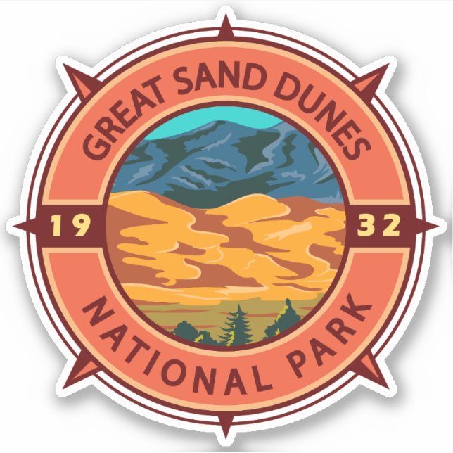 Great Sand Dunes National Park Retro Compass (Front)