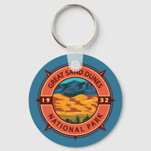 Great Sand Dunes National Park Retro Compass Key Ring