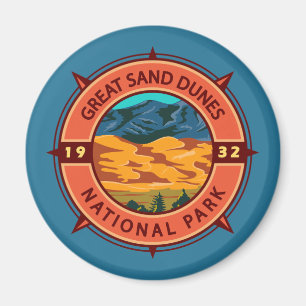 Great Sand Dunes National Park Retro Compass Magnet