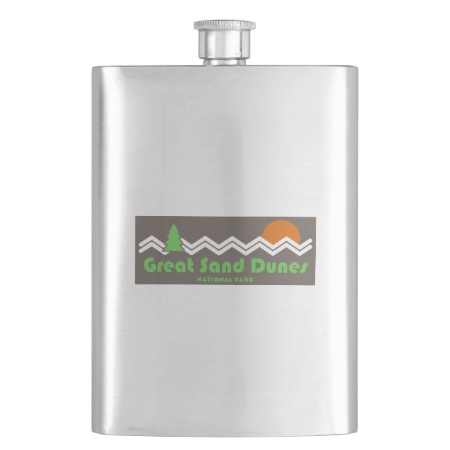 Great Sand Dunes National Park Retro Hip Flask (Front)