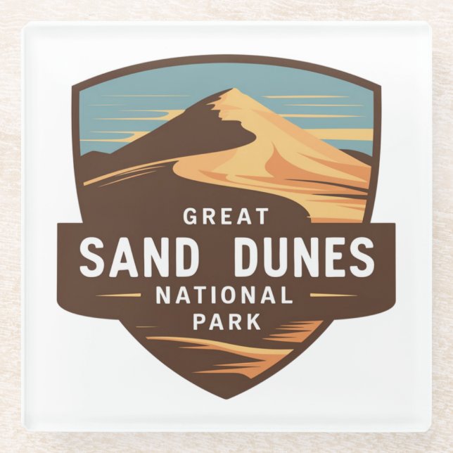 Great Sand Dunes National Park Travel Badge Glass Coaster (Front)