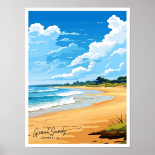 Great Sandy Australia Travel Vintage illustration Poster