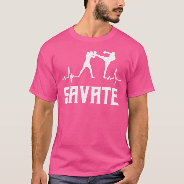 Great Savate Boxing Heartbeat Kick Mma Kickboxing T-Shirt (Front)