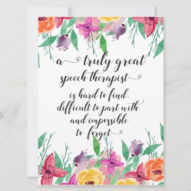 Great school speech therapist thank you gift SLP Card (Front)