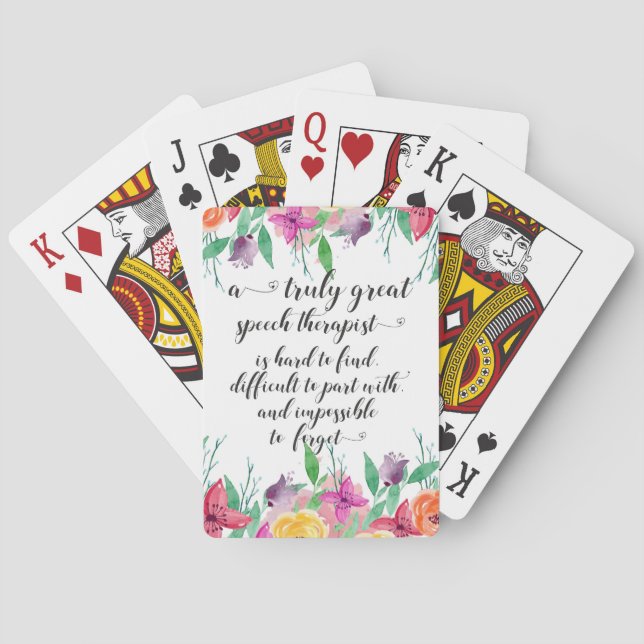Great school speech therapist thank you gift SLP Playing Cards (Back)