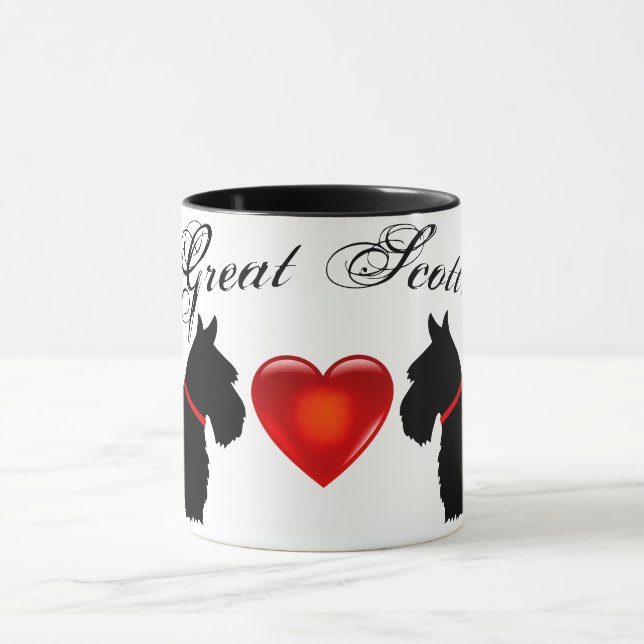 "Great Scott !" Scottish Terrier, red collar/heart Mug (Center)