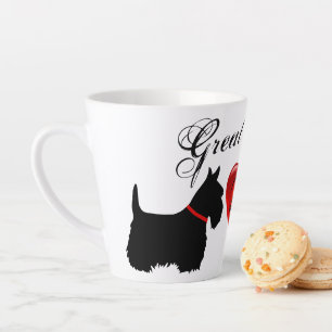 "Great Scott !",Scottish Terrier/red love heart Latte Mug