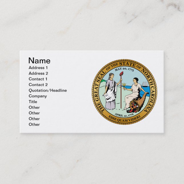 Great seal of North Carolina Business Card (Front)
