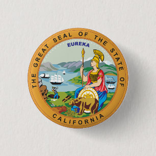 Great seal of the state of California 3 Cm Round Badge