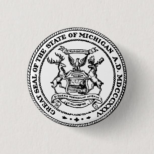 Great Seal of the State of Michigan 3 Cm Round Badge