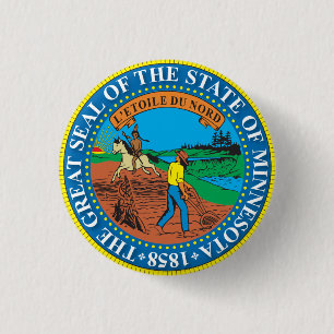 Great seal of the state of Minnesota 3 Cm Round Badge