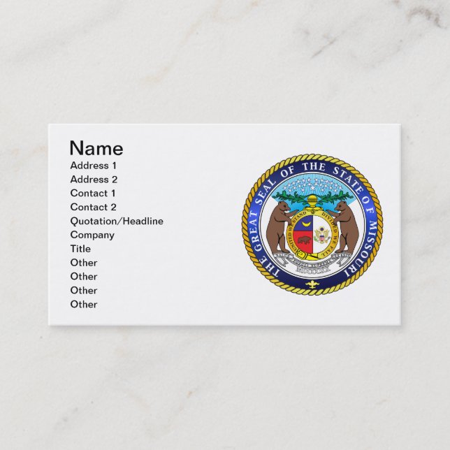 Great seal of the state of Missouri Business Card (Front)