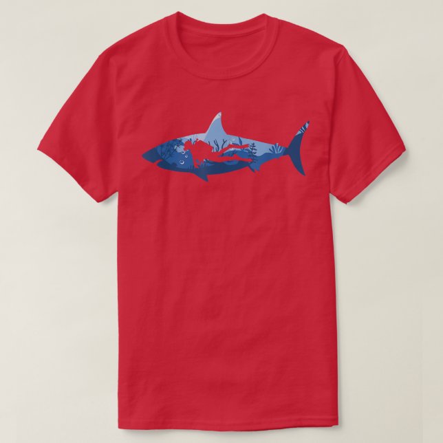 Great Shark Diver Design Scuba Diving  T-Shirt (Design Front)
