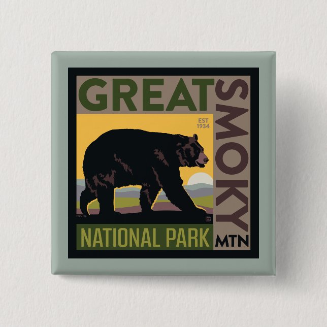 Great Smoky Mountain National Park| Bear 15 Cm Square Badge (Front)