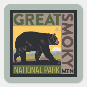 Great Smoky Mountain National Park  Bear Square Sticker