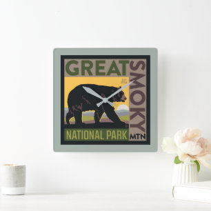 Great Smoky Mountain National Park  Bear Square Wall Clock