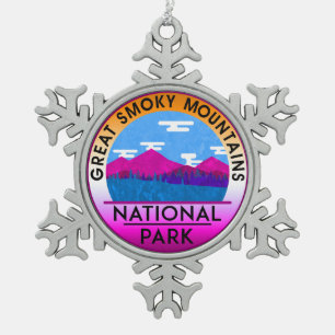 Great Smoky Mountain National Park Tennessee Snowflake Pewter Christmas Ornament