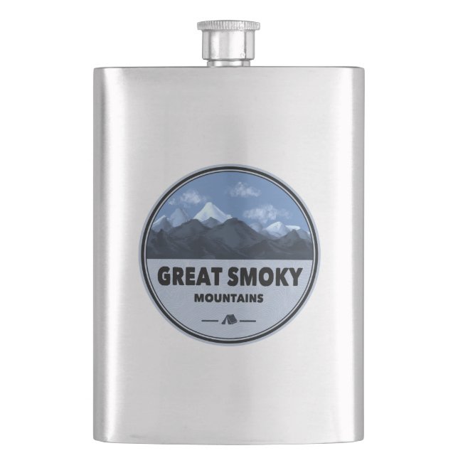 Great Smoky Mountains Camping Hip Flask (Front)