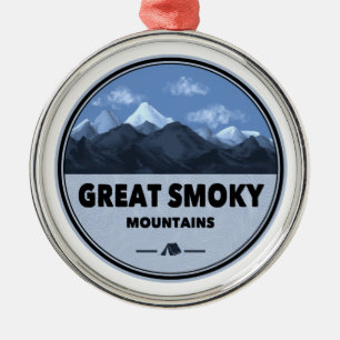 Great Smoky Mountains Camping Metal Tree Decoration