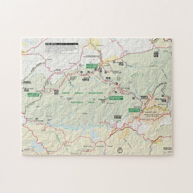 Great Smoky Mountains map puzzle (Horizontal)