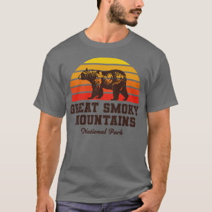 Great Smoky Mountains National Park Bear Retro Vin T-Shirt