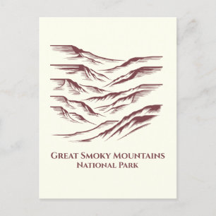Great Smoky Mountains National Park Line Art  Postcard