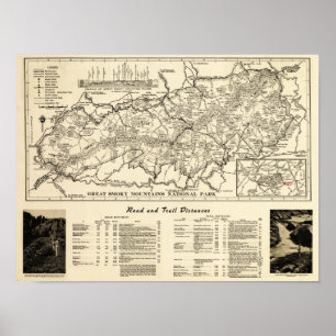 Great Smoky Mountains National Park Map Poster