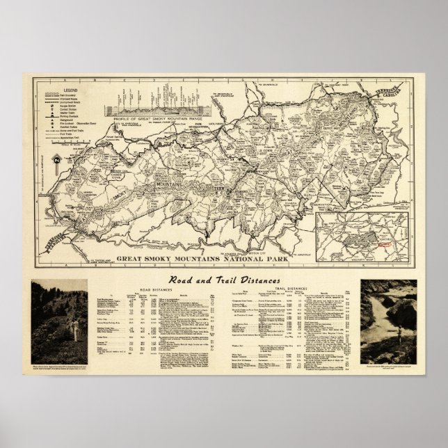 Great Smoky Mountains National Park Map Poster (Front)
