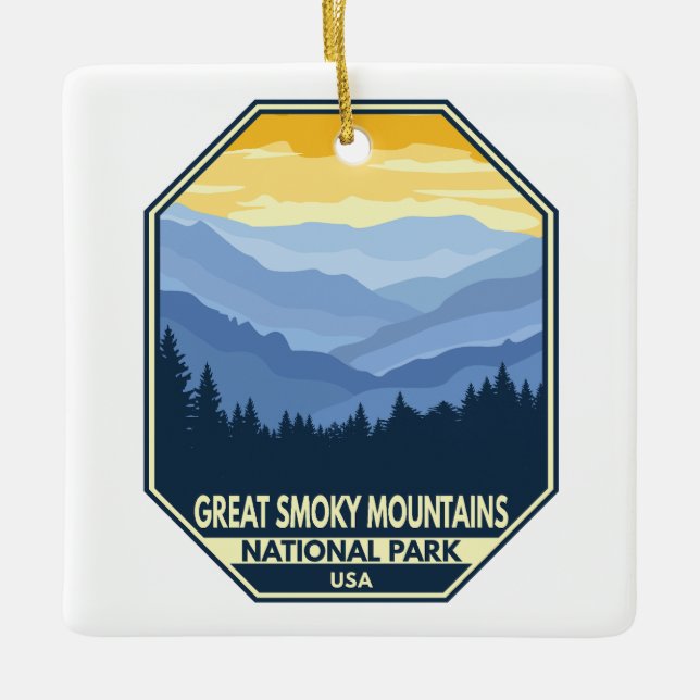 Great Smoky Mountains National Park Minimal Retro Ceramic Ornament (Front)