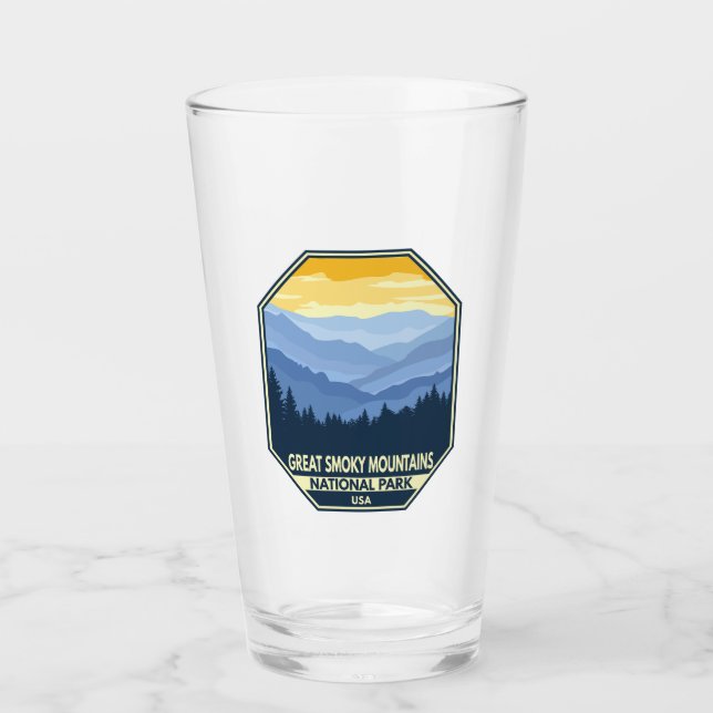 Great Smoky Mountains National Park Minimal Retro Glass (Front)