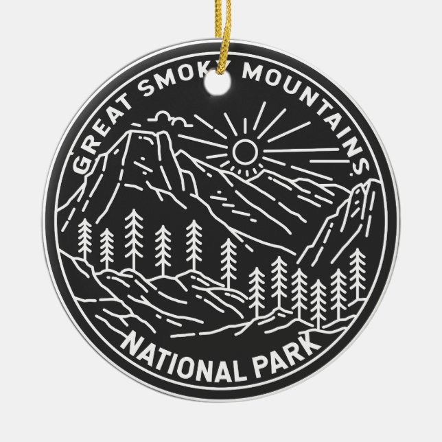  Great Smoky Mountains National Park Monoline Ceramic Tree Decoration (Front)
