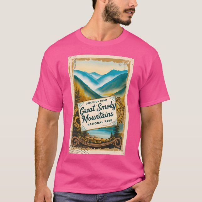 Great Smoky Mountains National Park Postcard Vinta T-Shirt (Front)