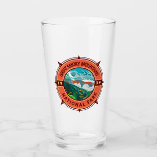 Great Smoky Mountains National Park Retro Compass Glass