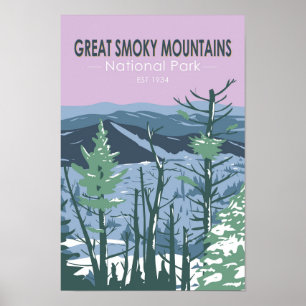 Great Smoky Mountains National Park Retro  Poster
