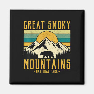 Great smoky mountains national park retro sunset magnet