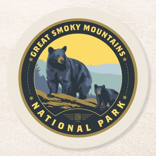 Great Smoky Mountains National Park Round Paper Coaster (Front)