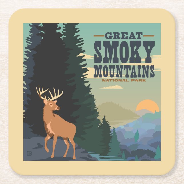 Great Smoky Mountains National Park Square Paper Coaster (Front)