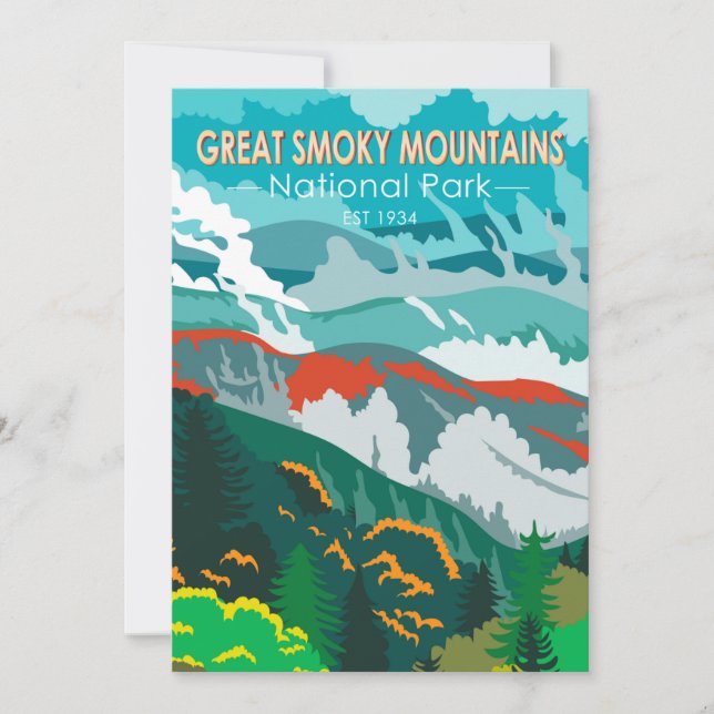  Great Smoky Mountains National Park Vintage  Holiday Card (Front)