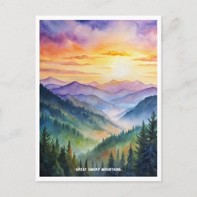 Great Smoky Mountains National Park Watercolor  Postcard (Front)