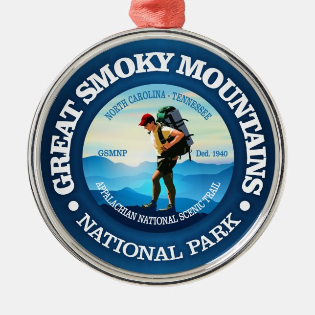 Great Smoky Mountains NP (Hiker C) Metal Tree Decoration (Front)
