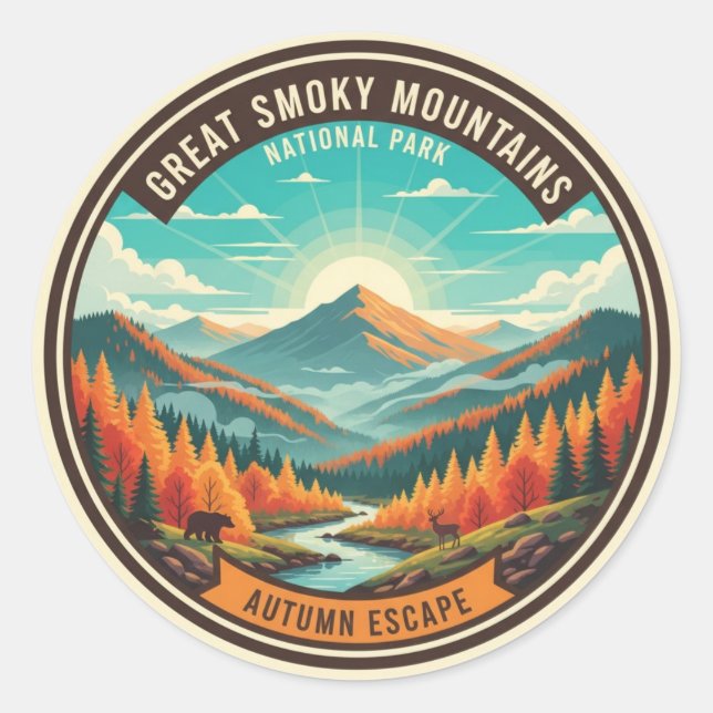 Great Smoky Mountains Souvenir Classic Round Sticker (Front)
