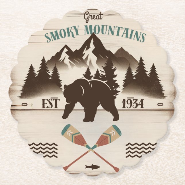 Great Smoky Mountains, TN bear Paper Coaster (Front)