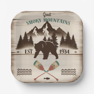 Great Smoky Mountains, TN bear Paper Plate